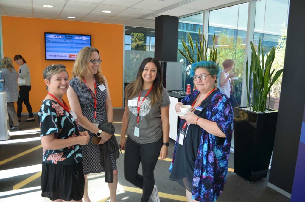 Kylie at the Perth Web Accessibility Camp with Julie Grundy, Rosemary Lynch and Ming Johanson.